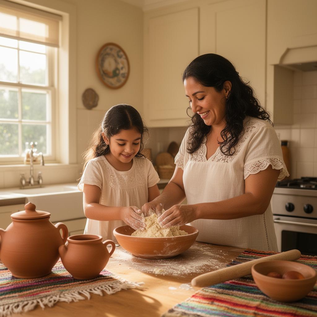 Madre e hija cocinando juntas en la cocina familiar
